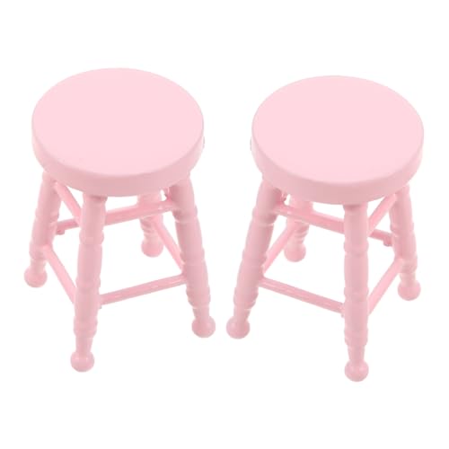 Milisten Mini Massivholzmöbel Miniaturstühle zum Basteln Dollhouse Furniture Miniaturmöbel Mini-Stuhl zum Basteln Möbel Modellbänke Rosa von Milisten