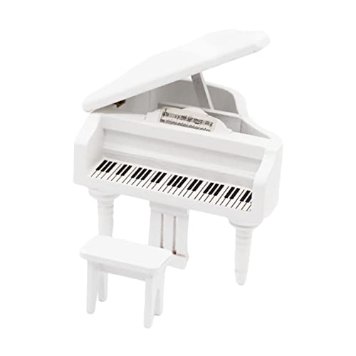Milisten Mini-Piano-Modell vorgibt Mini Miniaturklavierspielzeug klein Klavier mini puppenstubenmöbel Dollhouse Furniture Dekoration holzspielzeug Puppenhauslieferungen Puppenhausdekor Weiß von Milisten