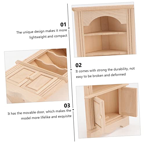Milisten Mini Puppenhaus Schrank aus Holz Detailgetreues Miniatur Möbelmodell Handgefertigter Dreieckiger Aufbewahrungsschrank Naturfarben Geeignet für Puppenhaus Dekoration und Sammler von Milisten