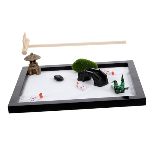 Milisten Mini Sandbox Zen Garten Spielset mit Sand Rake und Zubehör Tischdekoration für Meditation und Stressabbau Schwarz Milisten Mini Sandbox Zen Garten Spielset mit Sand Rake und Zubehör Tischdekoration für Meditation und Stressabbau Schwarz von Milisten