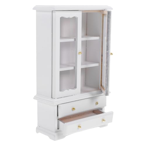Milisten Mini Simuliertes Bücherregal -displayschrank Miniaturschrank Puppe Möbel Miniatur -bücherregal Miniaturen Zum Basteln Mini -bücherregal Weiß Hölzern von Milisten