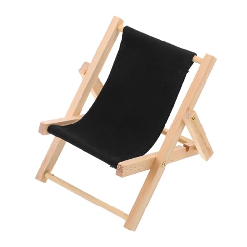 Milisten Mini-Stuhl Strand Miniatur Stütze Falten Klein Faltbar Liege Außenstuhl Sonne Vor, Spiel Zu Tragbar Beige Mini -hausdekoration Mini-holzmöbel Buche Black von Milisten