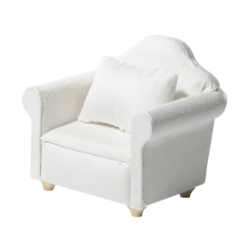 Milisten Mini-möbelmodell Kinderspielzeug Mini-Sofa Klein Couch Sofa-Modell Spielzimmer Vorgeben Winzig Sesselschoner Mini Möbel Miniatur-Sofa-Ornament Miniaturmöbel Weiß Holz von Milisten