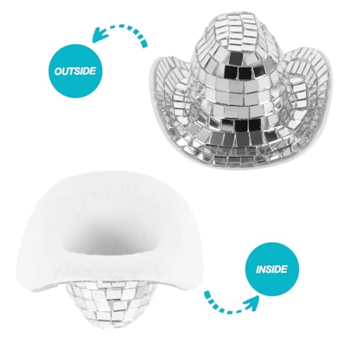 Milisten Miniatur Disco Cowgirl Hut Silber Mini Dekorativ Vielseitig Für Western Party DIY Puppenzubehör Kleine Mütze Für Basteln Und Bühnenfeier von Milisten