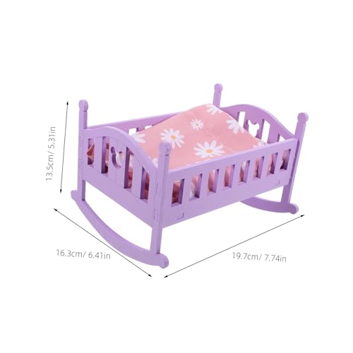 Milisten Miniatur Holz Puppenbett mit Vielseitiges Puppenhaus Möbel Detailreiches Babybett Modell Sicher und Wiederverwendbar für Puppenzimmer Dekoration von Milisten
