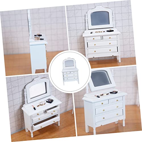Milisten Miniatur Holz Schminktisch Dekorativer Mini Schrank Puppenhaus Zubehör Kreatives Foto Requisit für Modellbau und DIY als Mini Haus Accessoire für Erwachsene von Milisten
