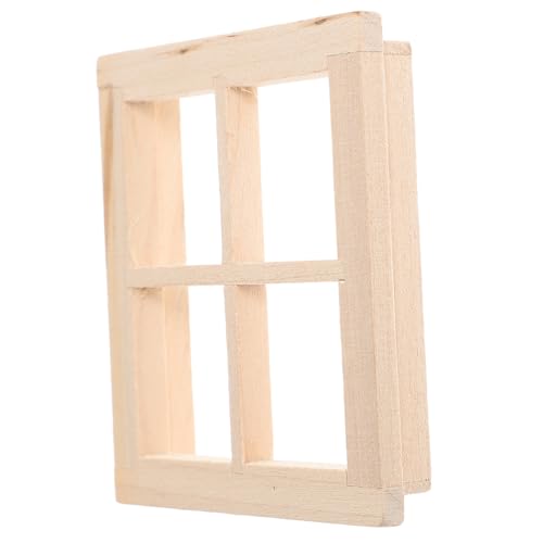 Milisten Miniatur Holzfenster Fach Naturbelassen Puppenhaus Dekoration Realistisches DIY Möbel Zubehör für Puppenhaus Wohnzimmer Esszimmer Geeignet für Bastelprojekte und von Milisten