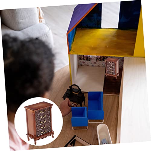 Milisten Miniatur Holzschrank für Puppenhaus Detailgetreues Mini Regal Braunes Möbelstück für Wohnzimmer Geeignet für Puppenhaus Zubehör und Miniatur Landschaftsdesign von Milisten