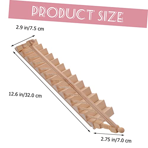 Milisten Miniatur Holztreppe mit Handlauf Stabile DIY Puppenhaus Treppe Maßstabsgetreue Miniaturstufen für Mikrolandschaften Sichere und Praktische Holz Dekoration für Puppenhaus Schloss von Milisten