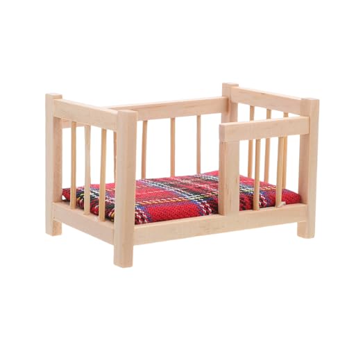 Milisten Miniatur Puppenhaus Babybett aus Holz mit Matratze Realistische Miniaturmöbel für Puppenhaus Dekoration Vielseitig als Foto Requisite für Sammler und Kleine Puppenzimmer von Milisten