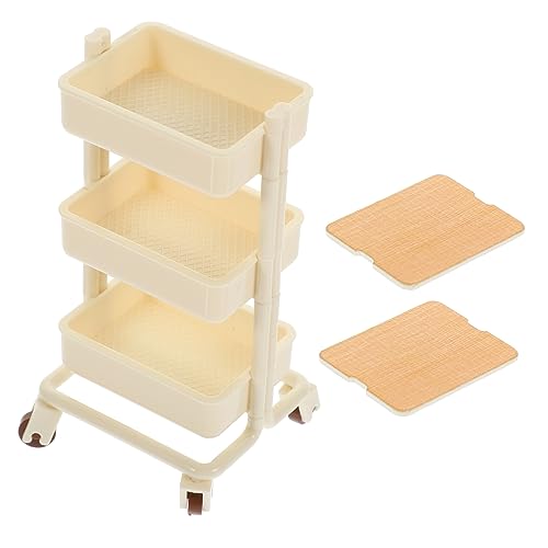 Milisten Miniatur Puppenhaus Handwagen Lagiger Modell Detailgetreues Möbel für Mini Haus Dekoration Fotorequisite und Puppenhaus Zubehör Weiß mit Zwei Abnehmbaren Holzplatten von Milisten