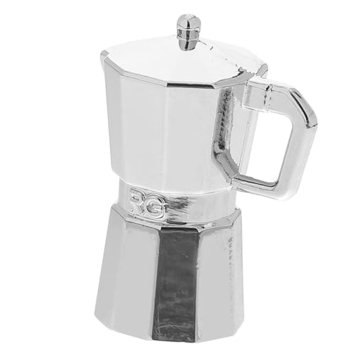 Milisten Miniatur Puppenhaus Kaffeemaschine Silberfarben Handlich mit Griff Dekorativer Mini Kaffeekessel für Puppenhaus Zubehör und Realistische Küchen Szenen Teilig von Milisten