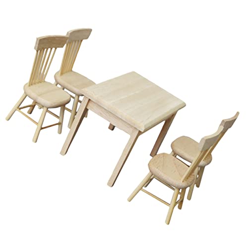 Milisten Miniatur Puppenhaus Möbel Set Tisch Stühle Detailreiche Miniaturmöbel für Wohnzimmer und Esszimmer Langlebige Handgefertigte Puppenmöbel Zubehör für Puppenhaus Dekoration von Milisten