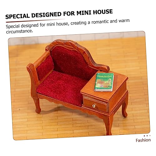 Milisten Miniatur Puppenhaus Sofa mit Schublade Mini Holzsofa Dekoration Detailreiches DIY Möbel Ornament für Puppenhaus Wohnzimmer Handgefertigt Miniatur Sofa Accessoire von Milisten