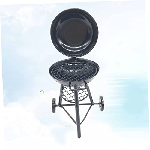 Milisten Miniatur Runder Grill Modell Dekorativer Mini BBQ Ofen für Puppenhaus Outdoor Szene Kreatives Gartendekor Leichtes Eisenwerkzeug für Camping und Grillen von Milisten