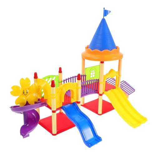 Milisten Miniatur Spielplatzmodell mit Kleinem Detailreiches Puppenhaus deko Vielseitiges Mini spielhaus Ornament für Zuhause und Kindergarten von Milisten