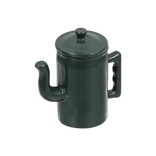 Milisten Miniatur Wasserkocher Modell aus Deko für Puppenhaus Mini Kanne mit Deckel Eleganter Tiefgrüner Farbe für Kreative DIY Projekte von Milisten