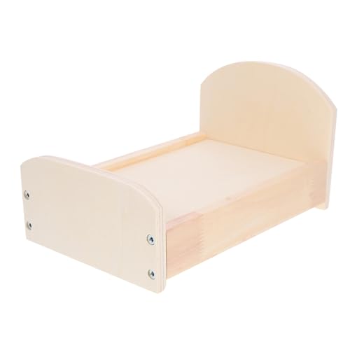 Milisten Miniaturbett Aus Holz Für Puppen Stabiles Und Elegantes Puppenhausmöbel Perfektes Zubehör Für DIY Puppenhausgestaltung Natürlichem Holzton von Milisten