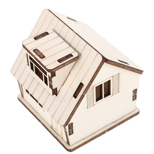 Milisten Miniatur Holzhausmodell für Kinder Basteln Puppenhaus Robustes Detailgetreues Design Kreatives Holzhandwerkshaus von Milisten