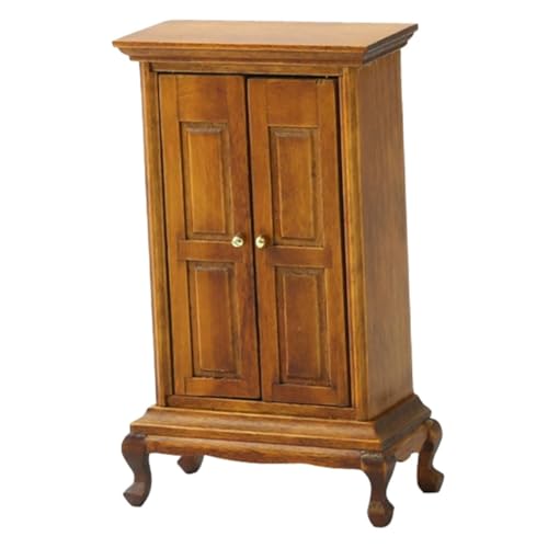 Milisten Miniaturmöbel Modell Doppeltür Kleiderschrank Europäisches Design Holz Puppenhaus Wohnzimmer Dekoration Kreatives Spiel Zubehör von Milisten