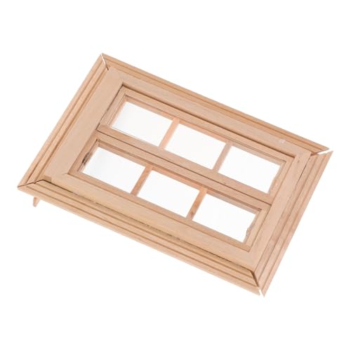 Milisten Minifenster Zubehör Puppe Steht Miniatur Mini-hausschmuck Kleine Hausdekoration Kleines Hausgerät Mini House Prop Rollenspielfenster Mini Ungefärbtes Holzfenster Mini Möbel Hölzern von Milisten