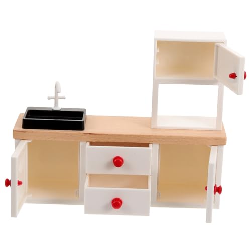 Milisten Puppenhaus Zubehör Kleiner Küchenspüle Schrank 1:12 Miniaturmöbel für Puppenhaus Küche und Badezimmer Holzmaterial Stabil und Praktisch für Spielzeug Dekoration von Milisten