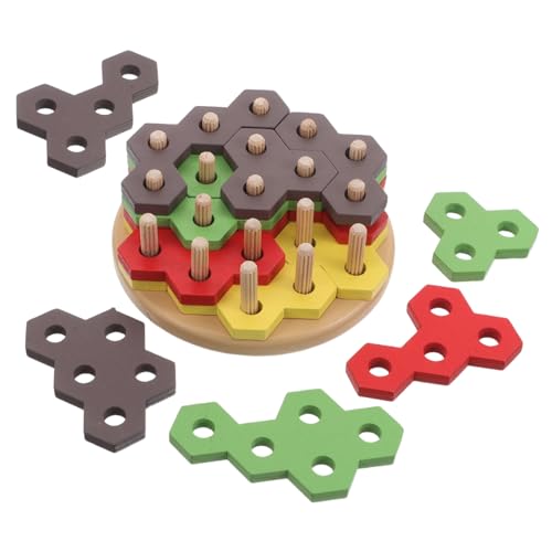 Milisten Montessori Holz Burger Stapelspielzeug Geometrisches Formpuzzle mit Bunten Bausteinen Fördert Feinmotorik Logisches und Farb Sowie Formerkennung für Kleinkinder und Vorschulkinder von Milisten