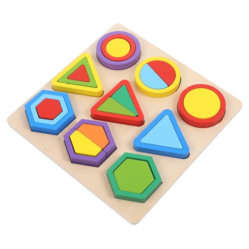 Milisten Montessori Holzbauklötze Geometrische Formen Puzzle für Kognitive Lernbausteine Langlebiges Leichtes Holzspielzeug Pädagogisches für Jungen und Mädchen von Milisten