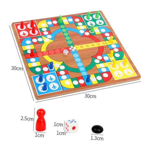 Milisten Multifunktionales Holzspielset Flying Chess und Fünf in Einer Reihe Schachspiel Lernspielzeug für Schwarze und Weiße Steine Bunte Figuren Pädagogisches Familienspiel von Milisten