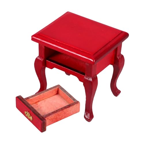 Milisten Nachttisch Kommode Miniatur Beistelltische Miniatur Hauszubehör Kleine Möbel Kleiner Lagerschrank Exquisite Kleine Möbel Kleiner Beistelltisch Holz Rot von Milisten