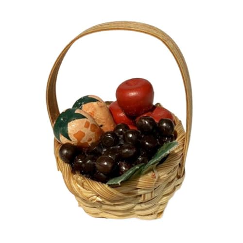 Milisten Obstkorbmodell Mini-Fotografie-Requisiten Miniatur-Schüssel Miniatur-Essen Mini-Kunstfruchtmodell Essen im Mini-Puppenhaus Simulationsfruchtverzierung Plastik von Milisten