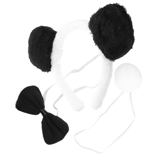Milisten Panda Kostüm Teiliges mit Stirnband Fliege und Cosplay Tierohren Haarreifen für Karneval Halloween Party Verkleidung von Milisten