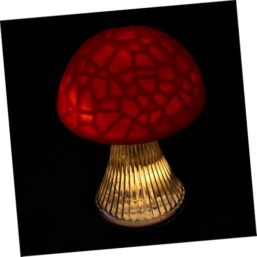 Milisten Pilz Kleine Tischlampe Retro Schreibtischlampe Rote Pilzlampe Kreatives LED Nachtlicht Retro Pilzlampe Rote Tischlampe Pilzlichter Pilzlampe Kindernachtlicht Acryl von Milisten