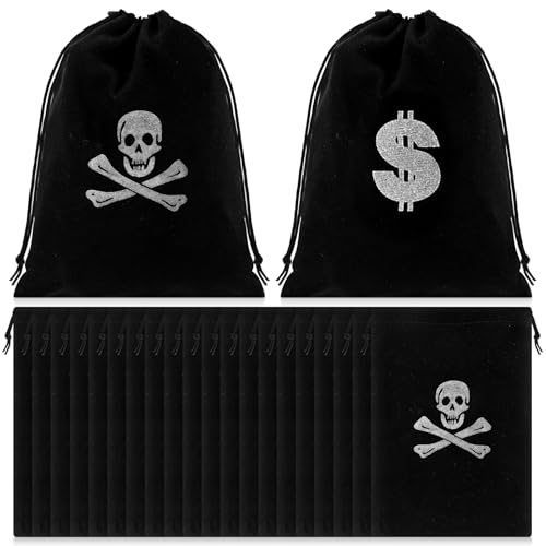 Milisten Piratenbeutel Kordelzug: 20PCS Schatzbeutel Kordelzug Halloween Piratentasche Piratenparty-Taschen Aufbewahrungstasche FüR SüßIgkeiten von Milisten