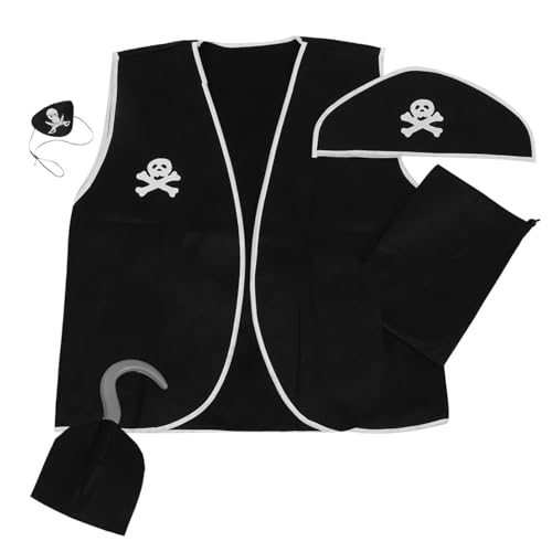 Milisten Piratenkostüm Set für Erwachsene und Teiliges Cosplay Zubehör mit Weste Piratenhut und Handhaken für Karneval und Halloween Feiern von Milisten