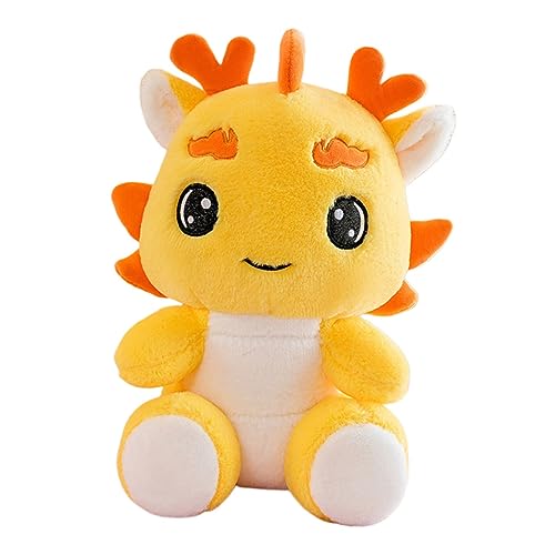 Milisten Plüsch Drache Puppe Sitzend Chinesischer Stil Kuscheltier Maskottchen Neujahr Dekoration Glücksbringer Orange Stofftier von Milisten