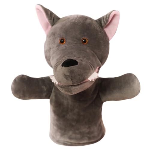 Milisten Plüsch Handpuppe Wolf Interaktive Tier Handpuppe für Rollenspiele Sicheres für Fördert Motorische Fähigkeiten und Selbstvertrauen für Zuhause und Kindergarten von Milisten