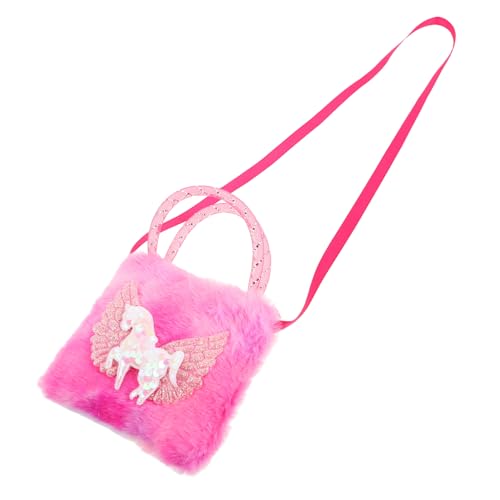 Milisten Plüsch Umhängetasche Schulter Mädchenhandtasche Plüschhandtasche Für Mädchen Leichte Umhängetasche Einhorn Karikatur Flauschige Tasche Tragetasche Tagebuch Für Mädchen Stoff von Milisten