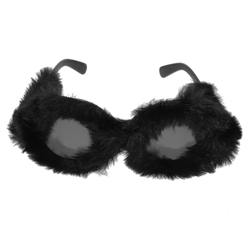 Milisten Plüsch- Verrückt Party Funky Gespiegelt Überdimensioniert Flauschige Runde Ausgefallene Für Damen Spaß Uv Halloween Abs Black Stk von Milisten