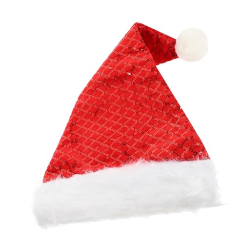 Milisten Plüsch Weihnachtsmütze mit Pailletten Klassische Nikolausmütze Weicher Rand Festliche Mütze für Erwachsene Leichte und Bequeme Weihnachtskopfbedeckung für Party und Karneval von Milisten