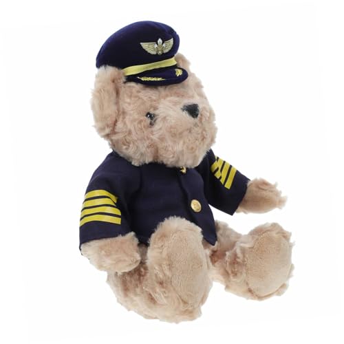 Milisten Plüschbär Pilot Weiches Kuscheltier Figurine Niedliche Dekoration für Kinderzimmer Büro Geschenkidee für Junge Mädchen und Partys von Milisten