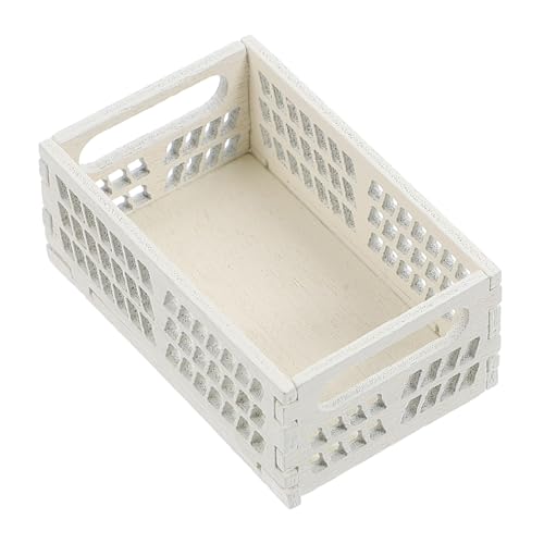 Milisten Puppenhaus-Aufbewahrungsbox Korb Miniatur holztruhe klein kleine holzbox Dollhouse Dekoration puppenhaus deko Toy Storage Körbe für Puppenstuben Mini-Hausdekoration hölzern Weiß von Milisten
