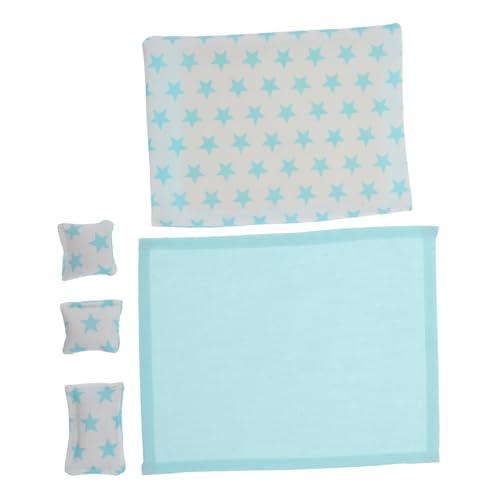 Milisten Puppenhaus Bettwäsche Set Blau mit Bettlaken Decke und Kissen Realistische Miniatur Puppenbettwäsche für Puppenhaus Schlafzimmer Dekoration Milisten Puppenhaus Bettwäsche Set Blau mit Bettlaken Decke und Kissen Realistische Miniatur Puppenbettwäsche für Puppenhaus Schlafzimmer Dekoration von Milisten