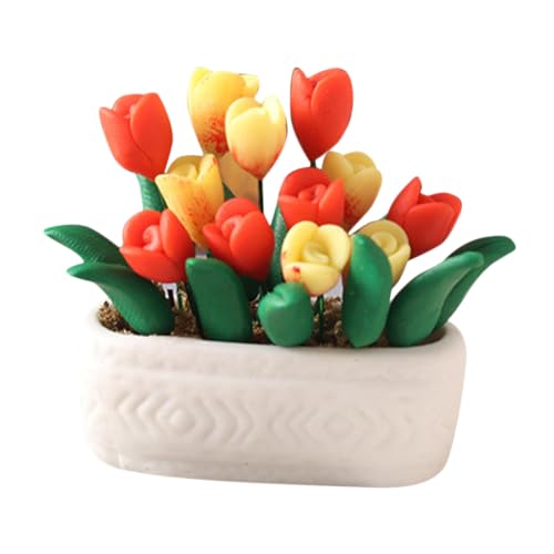 Milisten Puppenhaus Dekoration Kunstvolle Mini Bonsai Pflanze Leicht und Stabil Mini Haus Accessoire für DIY Basteln und Fotoshootings von Milisten
