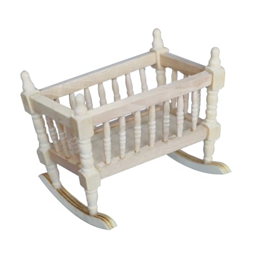 Milisten Puppenhaus Möbel DIY Zubehör Handgefertigt Kompakt Realistisch Gestaltetes Babybett für Puppenhaus Dekoration von Milisten