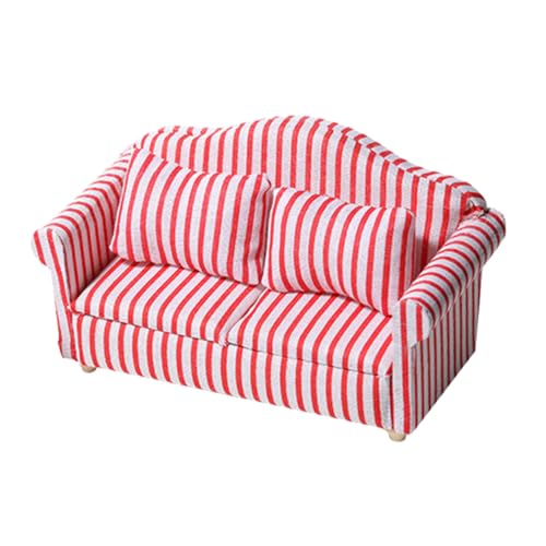 Milisten Puppenhaus Sofa Modell Rot Weiß Gestreift Doppelsofa Miniatur Wohnzimmer Möbel Ornament für Miniaturhäuser Spiel und Dekoration Milisten Puppenhaus Sofa Modell Rot Weiß Gestreift Doppelsofa Miniatur Wohnzimmer Möbel Ornament für Miniaturhäuser Spiel und Dekoration von Milisten