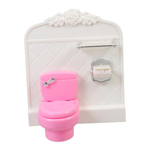Milisten Puppenhaus Toilette Hygienisches Puppenzubehör für Badezimmer Stilvolles Design für Kleine Hausmöbel für Miniaturen und Kreative Spielwelten von Milisten
