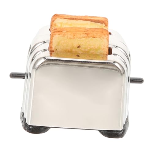 Milisten Puppenhaus-brotbackmaschine Miniatur-raumdekorationen Toaster Mini-spielzeughaus-zubehör Spielzeughaus-Layout-zubehör Mini-raumszenenspielzeug Miniatur-Toaster Metall von Milisten