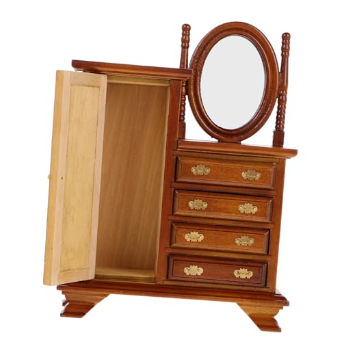 Milisten Puppenhausmöbel Kommode Puppenhausschrank Frisiertisch Dekoration Für Schlafzimmer Mini Puppenhausmöbel Miniaturhauszubehör Miniaturtisch Hellbraune Birke von Milisten