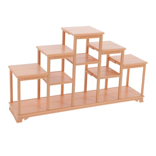 Milisten Puppenhausregal Puppenhaus Bücherregal Puppenhausmöbel Regale für Puppenhäuser Mini Regal Puppenhaus-Gebäckvitrine Miniatur-Puppenstubenmöbel Plastik Light Brown von Milisten